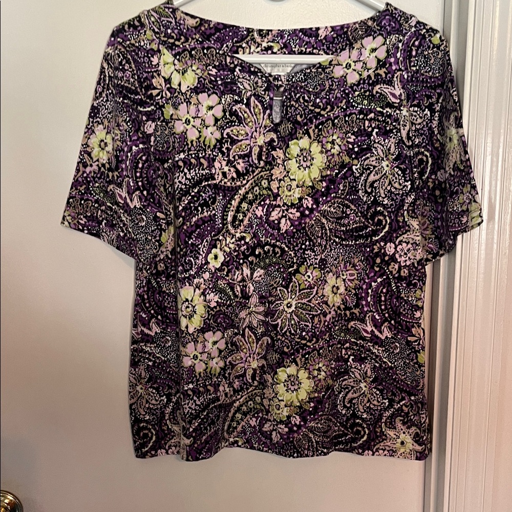 Christopher & Banks Purple Floral Blouse